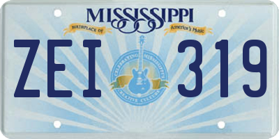 MS license plate ZEI319