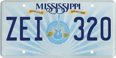 MS license plate ZEI320