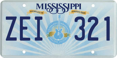 MS license plate ZEI321