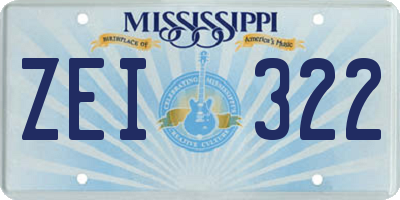 MS license plate ZEI322
