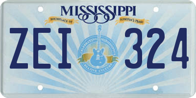 MS license plate ZEI324