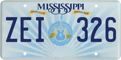 MS license plate ZEI326