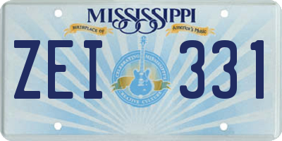 MS license plate ZEI331