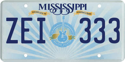 MS license plate ZEI333