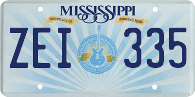 MS license plate ZEI335