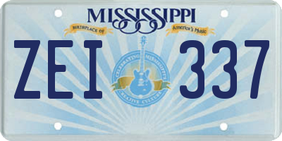MS license plate ZEI337