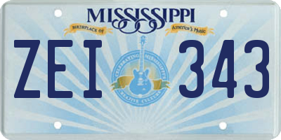 MS license plate ZEI343