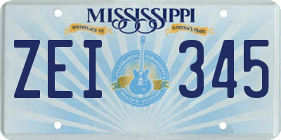 MS license plate ZEI345