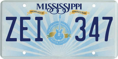 MS license plate ZEI347