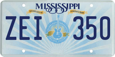 MS license plate ZEI350