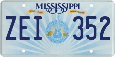 MS license plate ZEI352