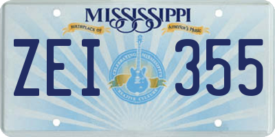 MS license plate ZEI355