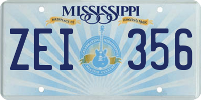 MS license plate ZEI356