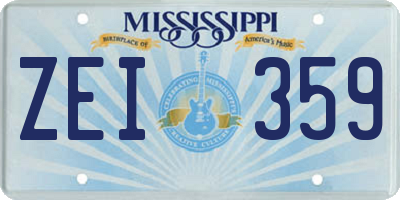 MS license plate ZEI359