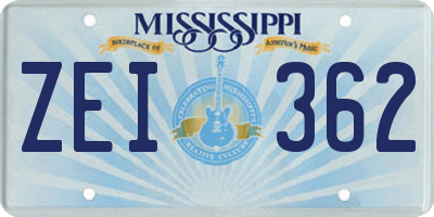 MS license plate ZEI362