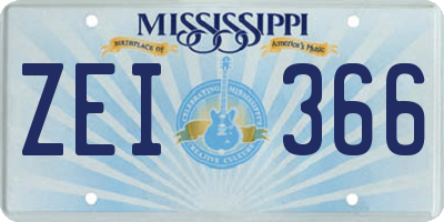 MS license plate ZEI366