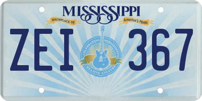 MS license plate ZEI367