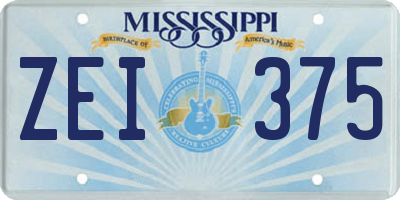 MS license plate ZEI375
