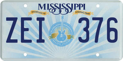 MS license plate ZEI376