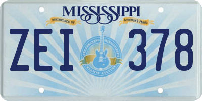 MS license plate ZEI378