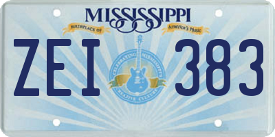 MS license plate ZEI383