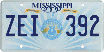 MS license plate ZEI392