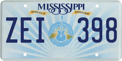 MS license plate ZEI398