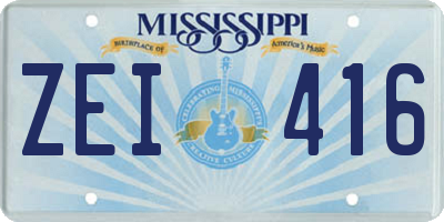 MS license plate ZEI416