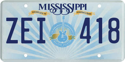 MS license plate ZEI418