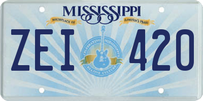MS license plate ZEI420