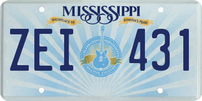 MS license plate ZEI431