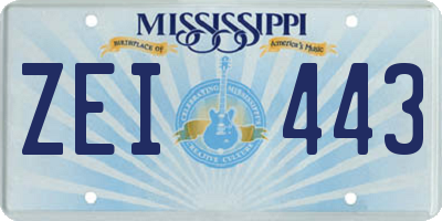 MS license plate ZEI443