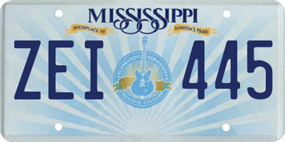 MS license plate ZEI445