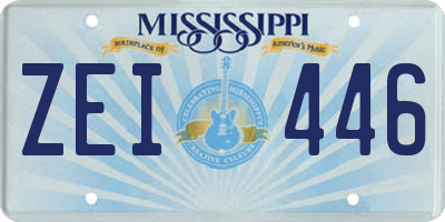 MS license plate ZEI446