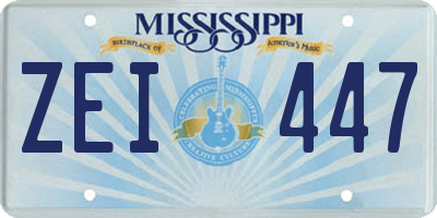 MS license plate ZEI447