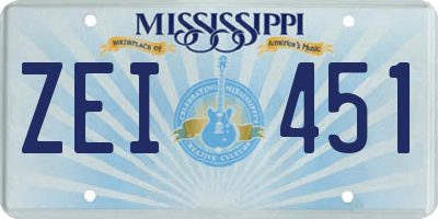 MS license plate ZEI451