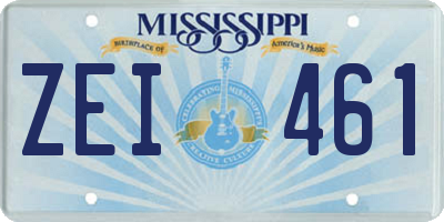 MS license plate ZEI461