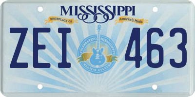 MS license plate ZEI463