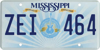 MS license plate ZEI464