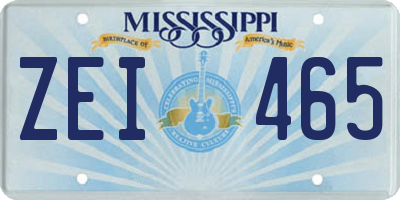 MS license plate ZEI465