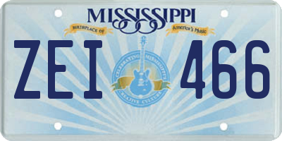 MS license plate ZEI466