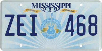 MS license plate ZEI468
