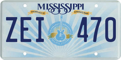MS license plate ZEI470