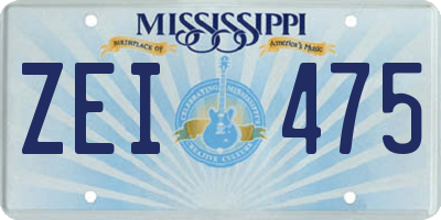 MS license plate ZEI475