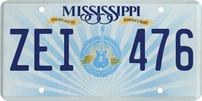 MS license plate ZEI476