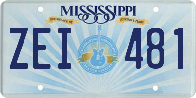 MS license plate ZEI481
