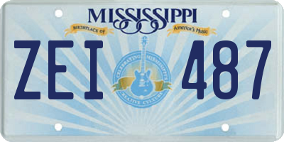 MS license plate ZEI487
