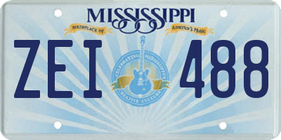 MS license plate ZEI488