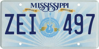 MS license plate ZEI497