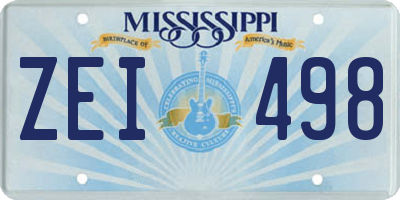 MS license plate ZEI498